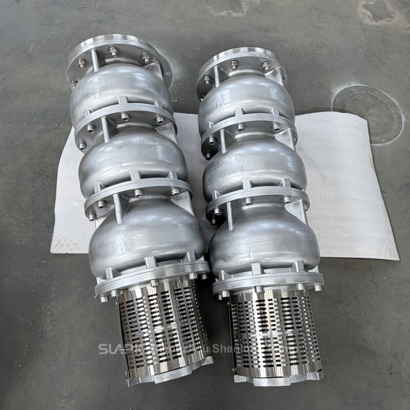 ステンレス鋼製水中井戸ポンプ、流量252 m³/h、揚程170 m、出力185 kW