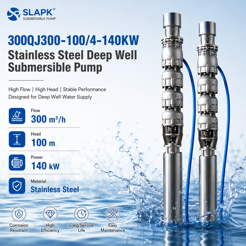 300 m3/h 高流量 100 m 頭 140 kW モーター 深井潜水ポンプ 海水用