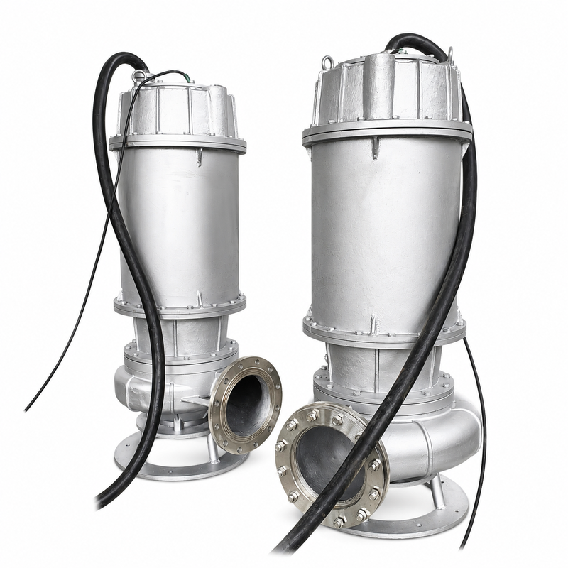 汚水排水用316ステンレス製水中汚水ポンプ（流量400 m³/h、37 kWモーター搭載）